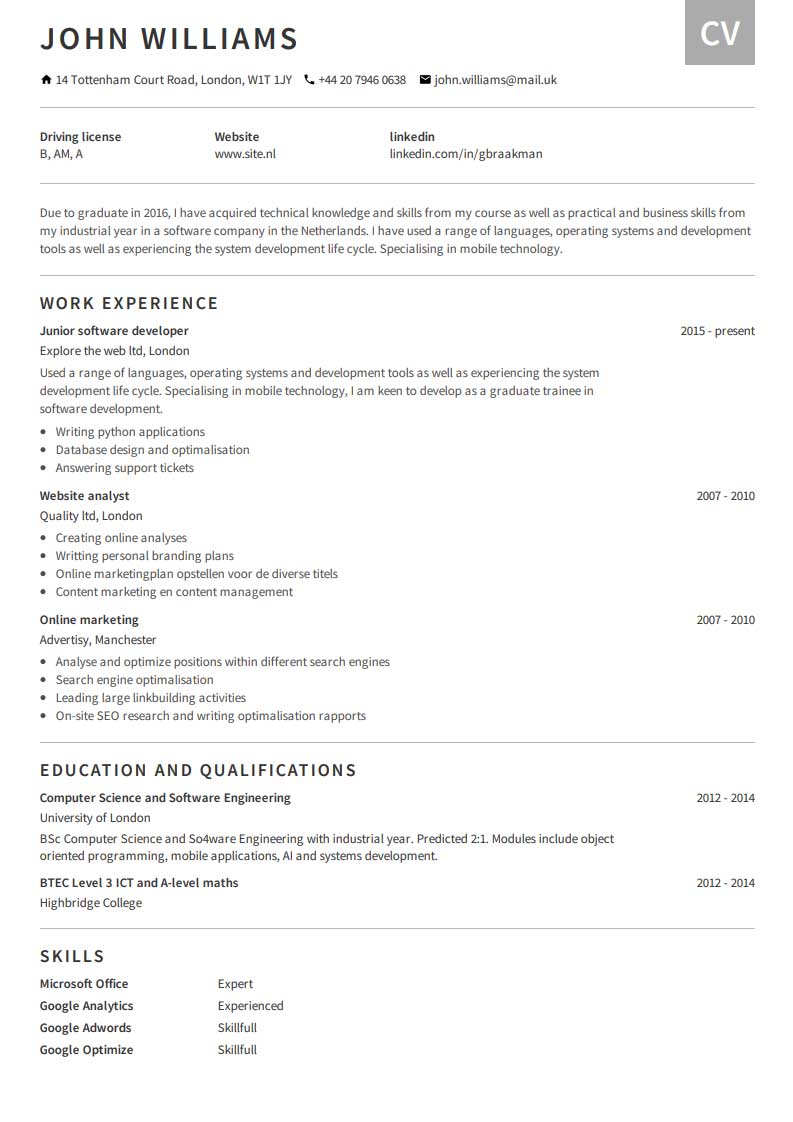 Δωρεάν Παράδειγμα Βιογραφικού Δωρεάν Παράδειγμα Βιογραφικού