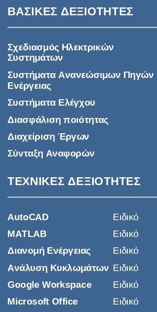 δεξιότητες βιογραφικού ηλεκτρολόγου μηχανικού δεξιότητες βιογραφικού ηλεκτρολόγου μηχανικού